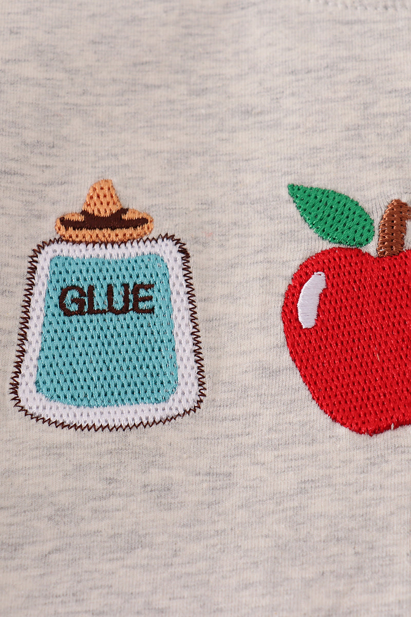 Boy’s Apple Embroidered Shorts Set