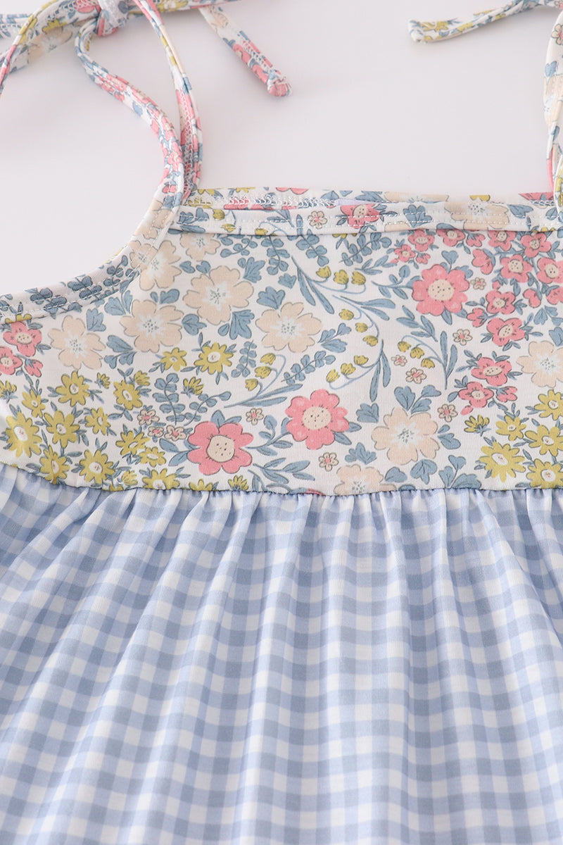 Girl’s Floral Gingham Dress