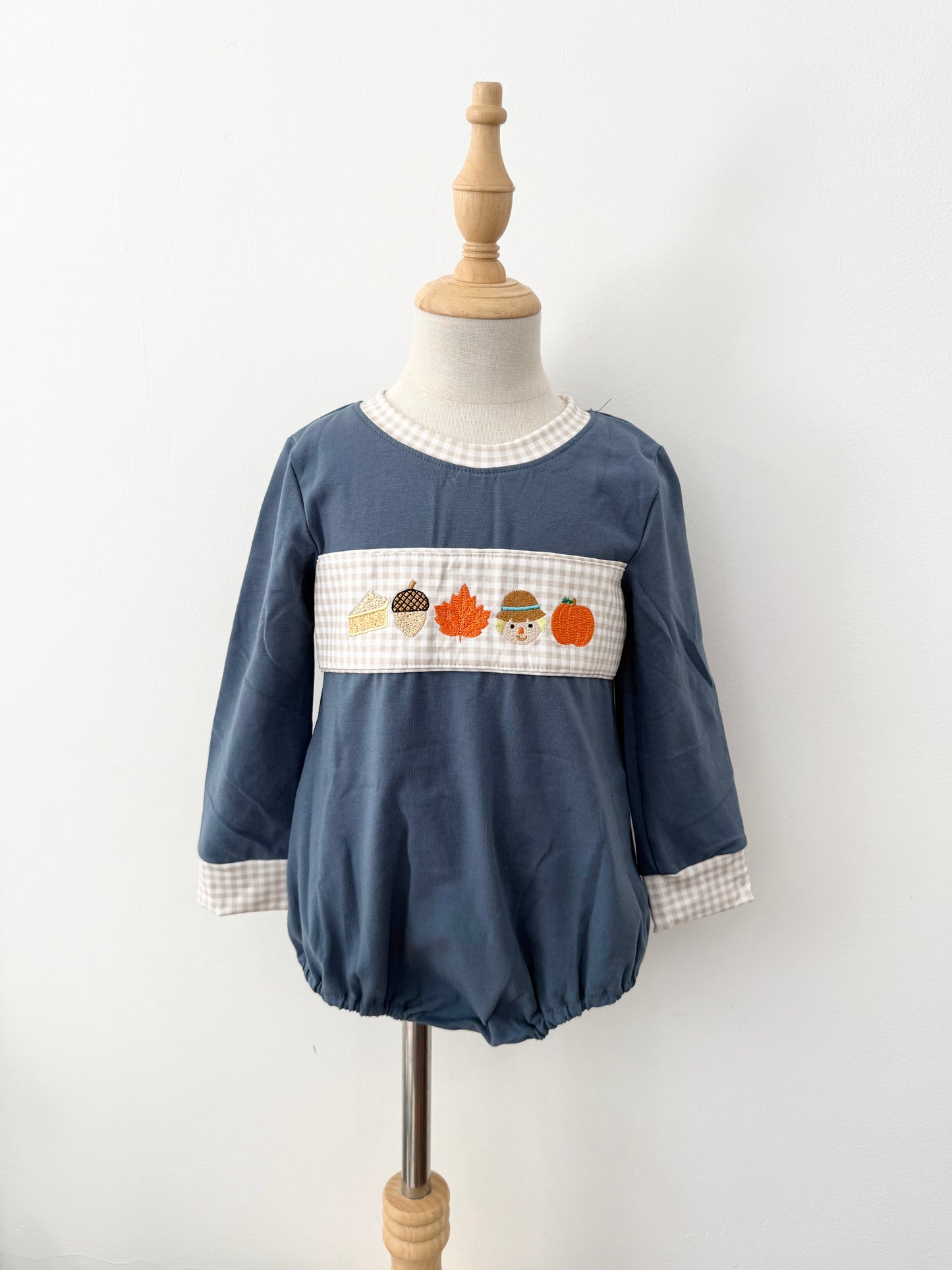 Fall Embroidered Boy Romper