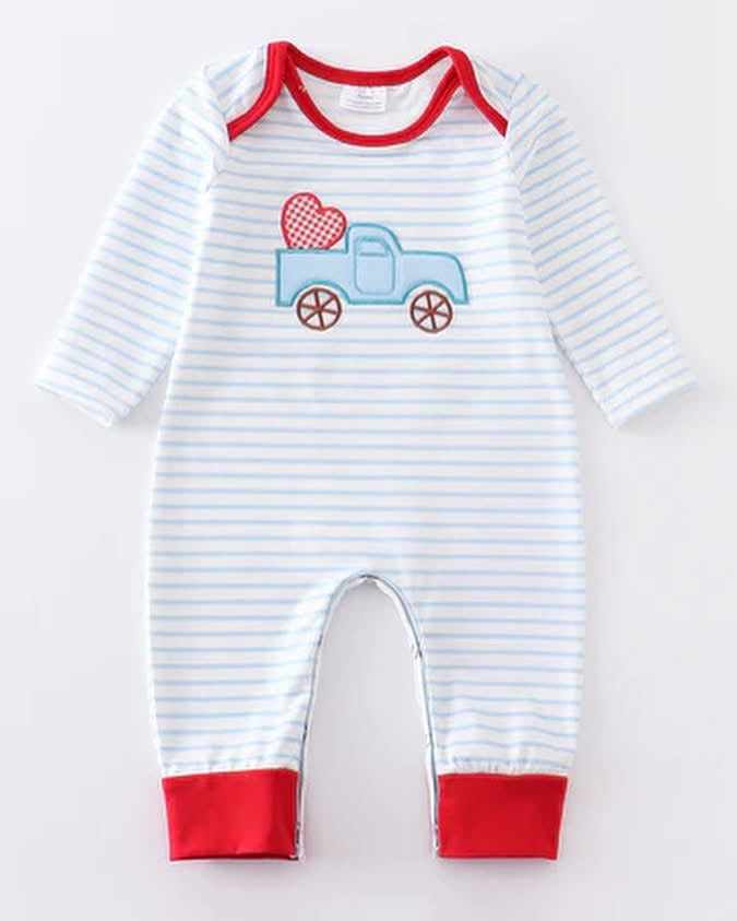 Boy’s Valentine Truck Romper