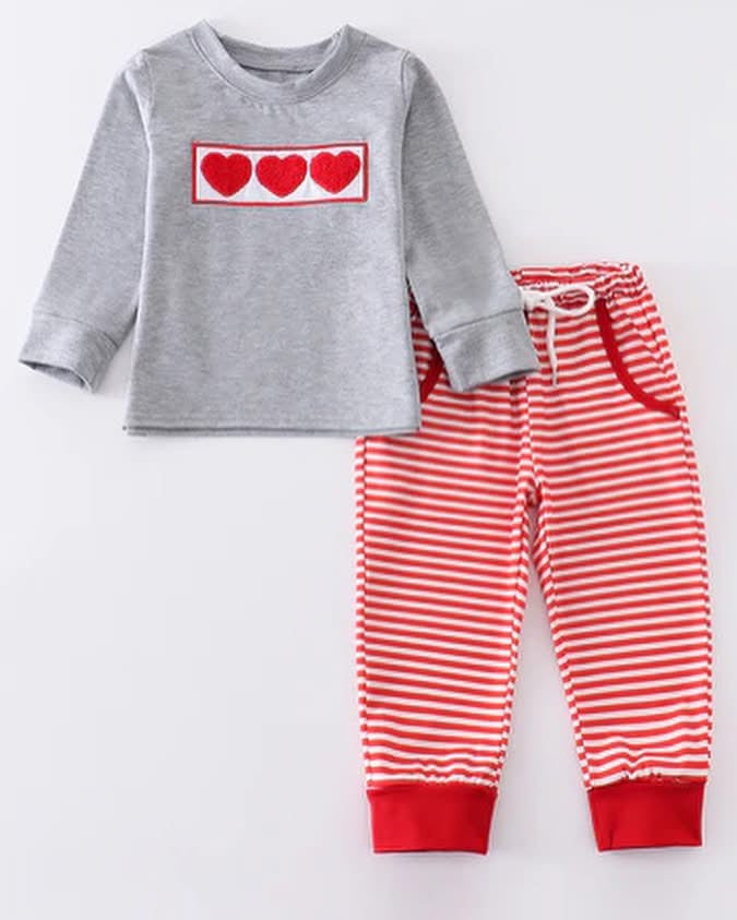 Boy’s Valentine Heart Jogger Set