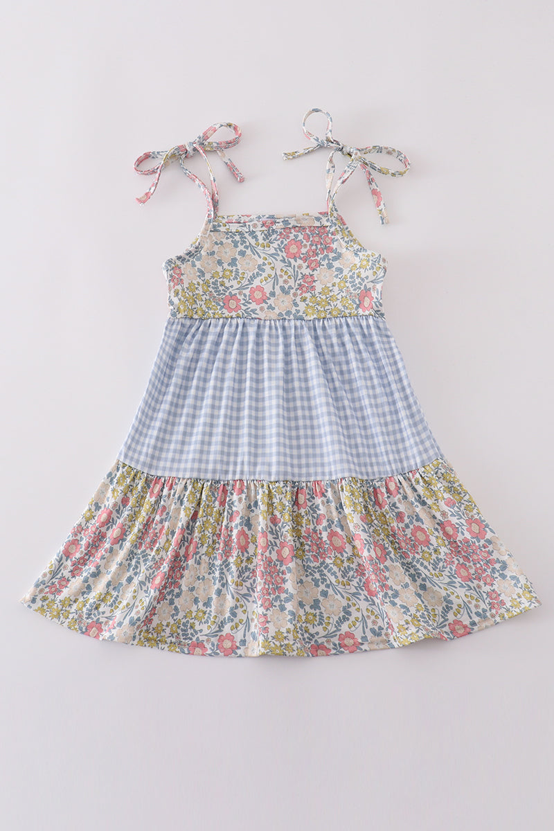 Girl’s Floral Gingham Dress