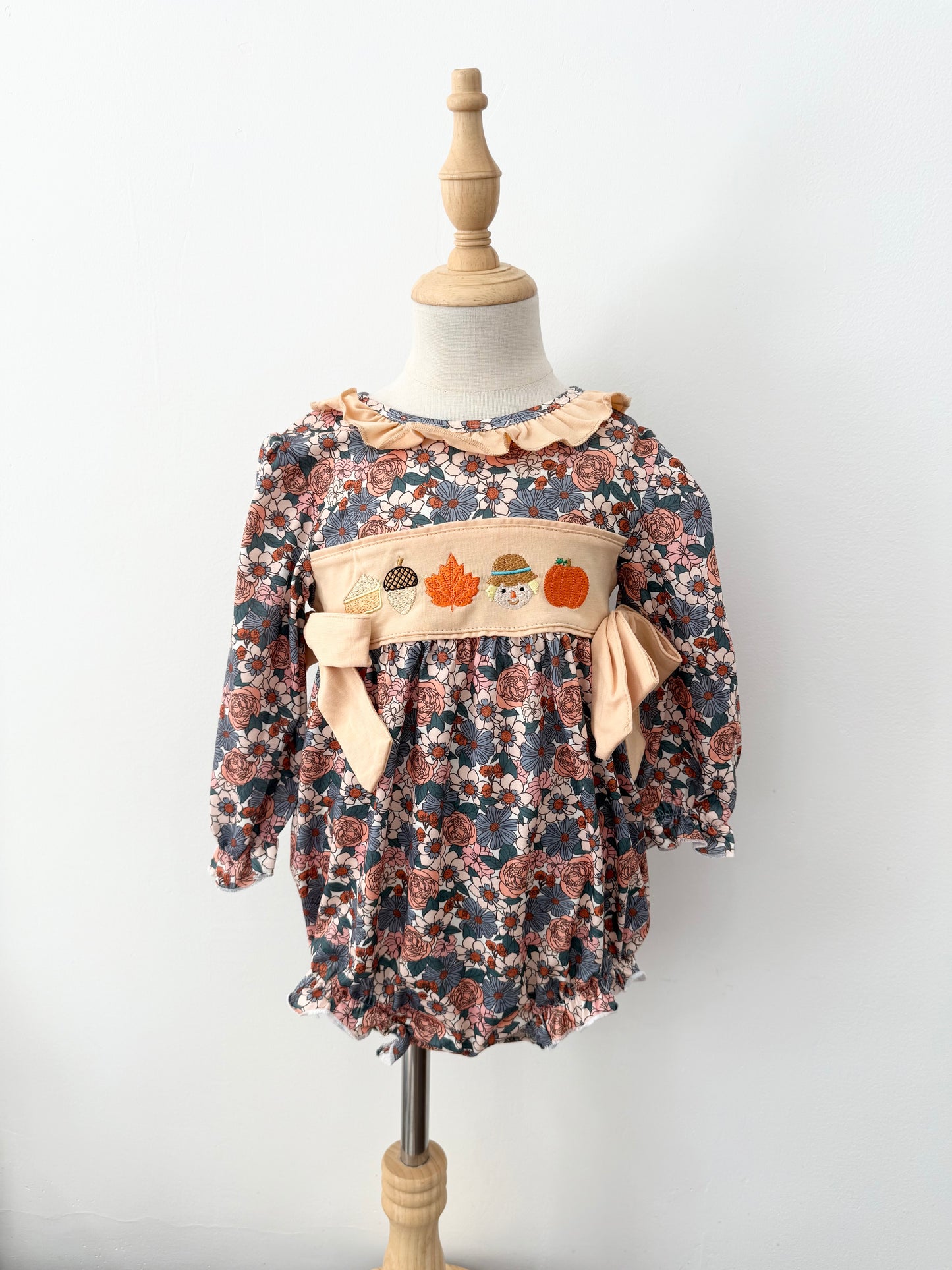 Fall Embroidered Girl Bubble