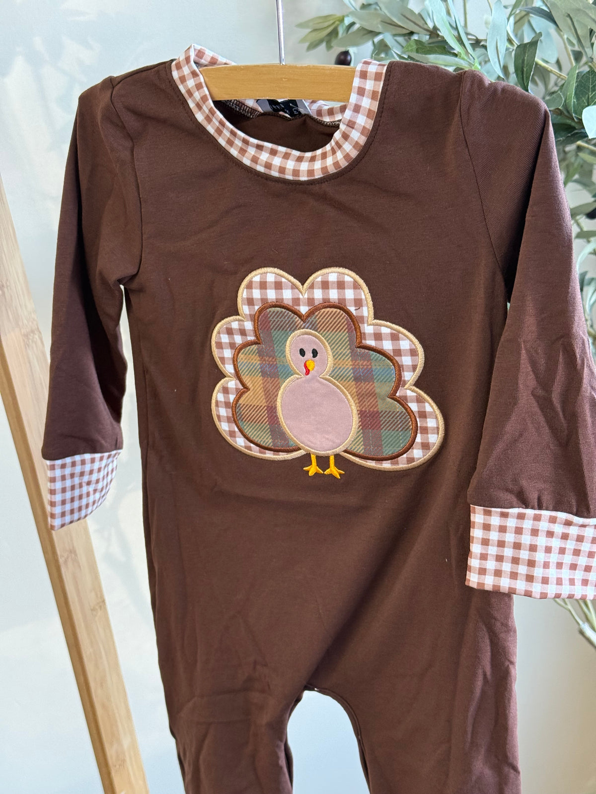 Brown Turkey Appliqué Romper