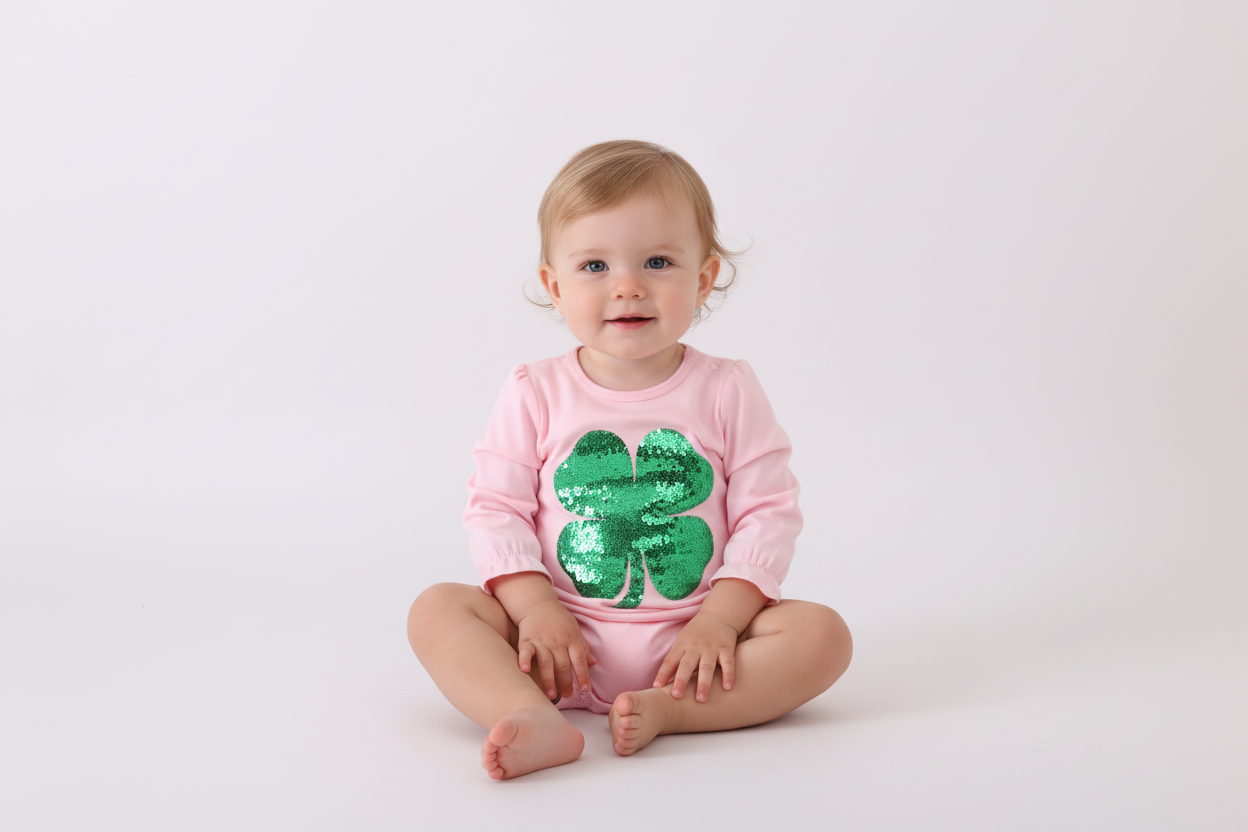 Pink clover glitter ruffle bubble