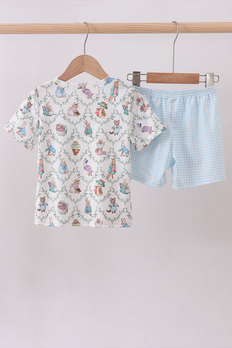 Blue bunny print set