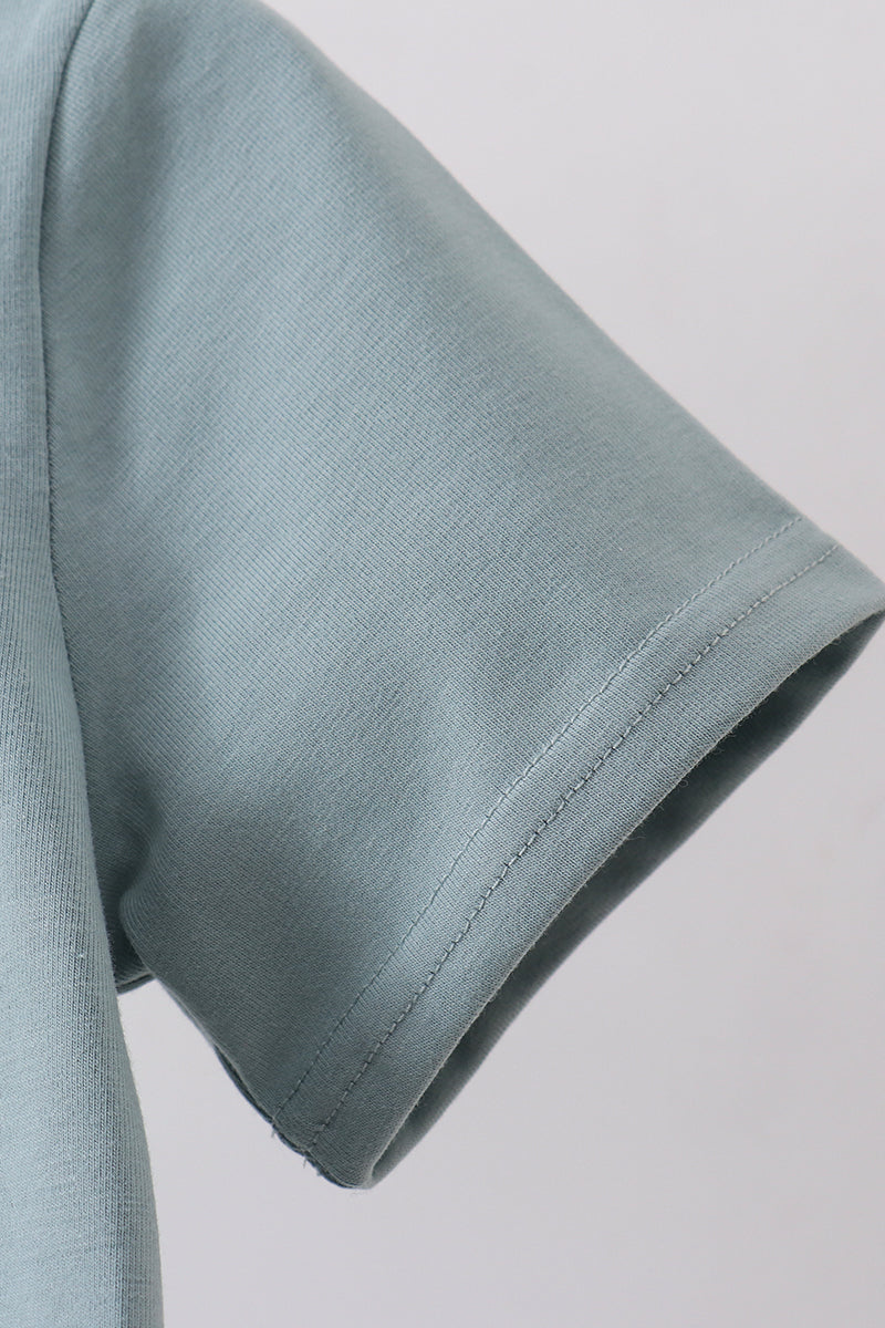 Blue bunny embroidery top