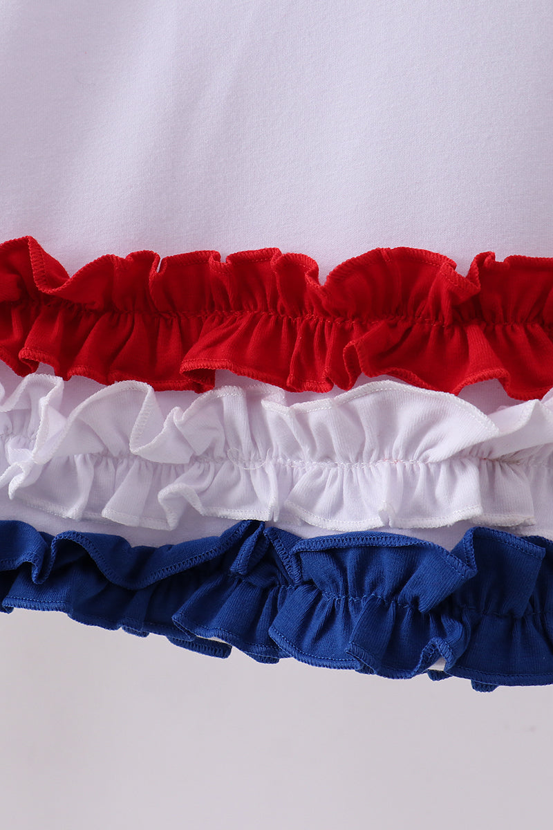 White bow sequin ruffle dress