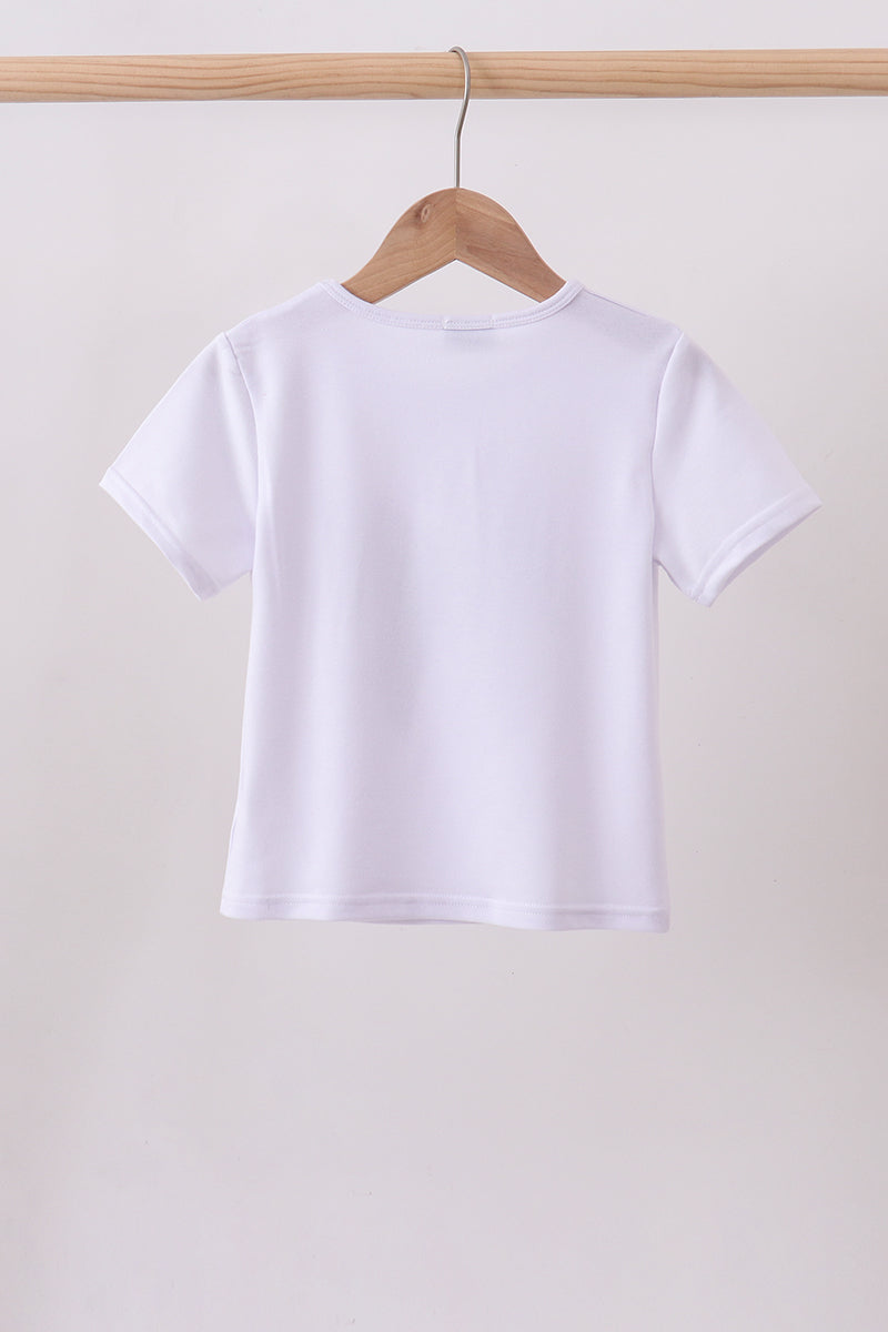 White bow sequin mom&me top