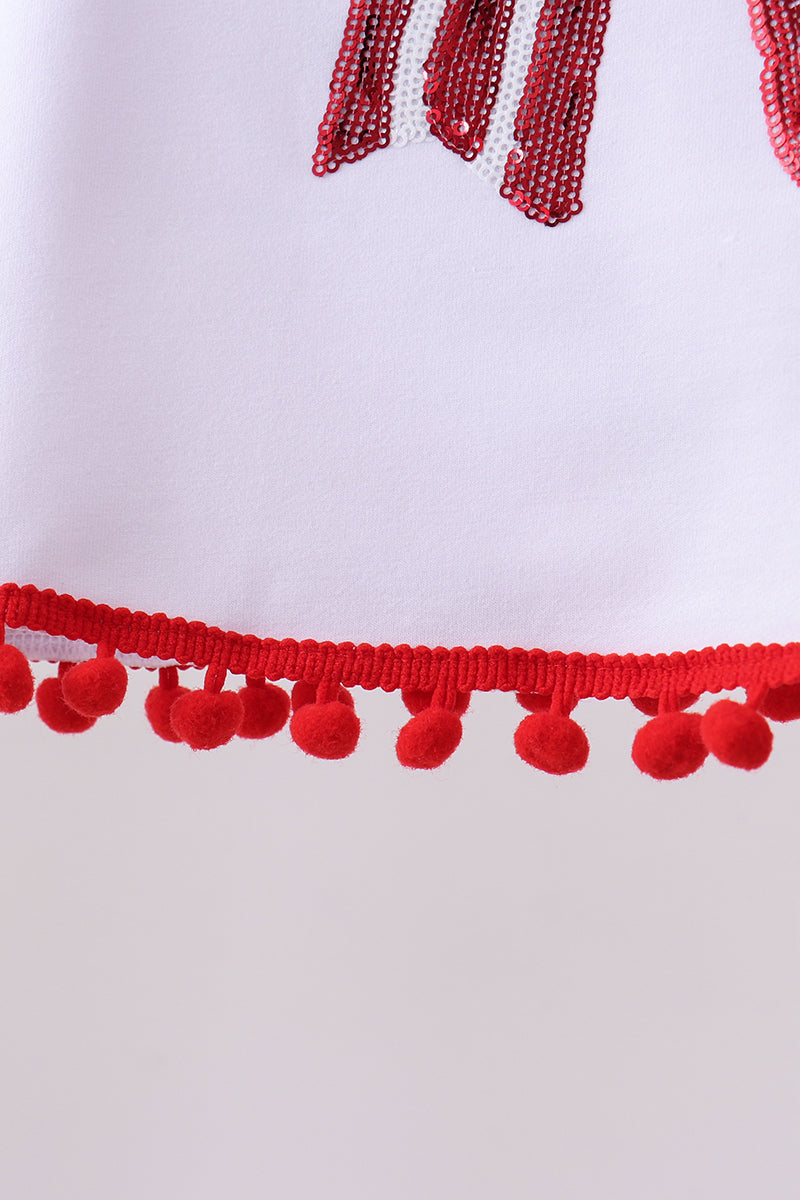 White bow sequin bloomer set