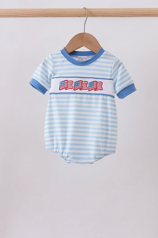 Blue flag embroidery stripe bubble