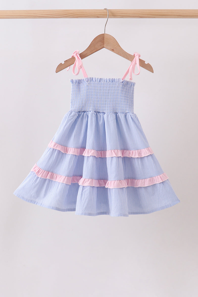 Blue Stripe Smocked Dress
