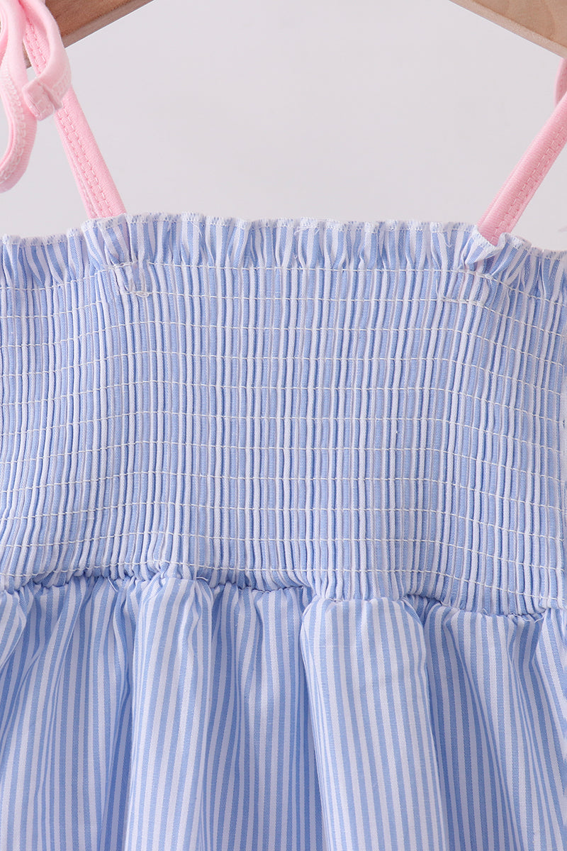 Blue Stripe Smocked Dress