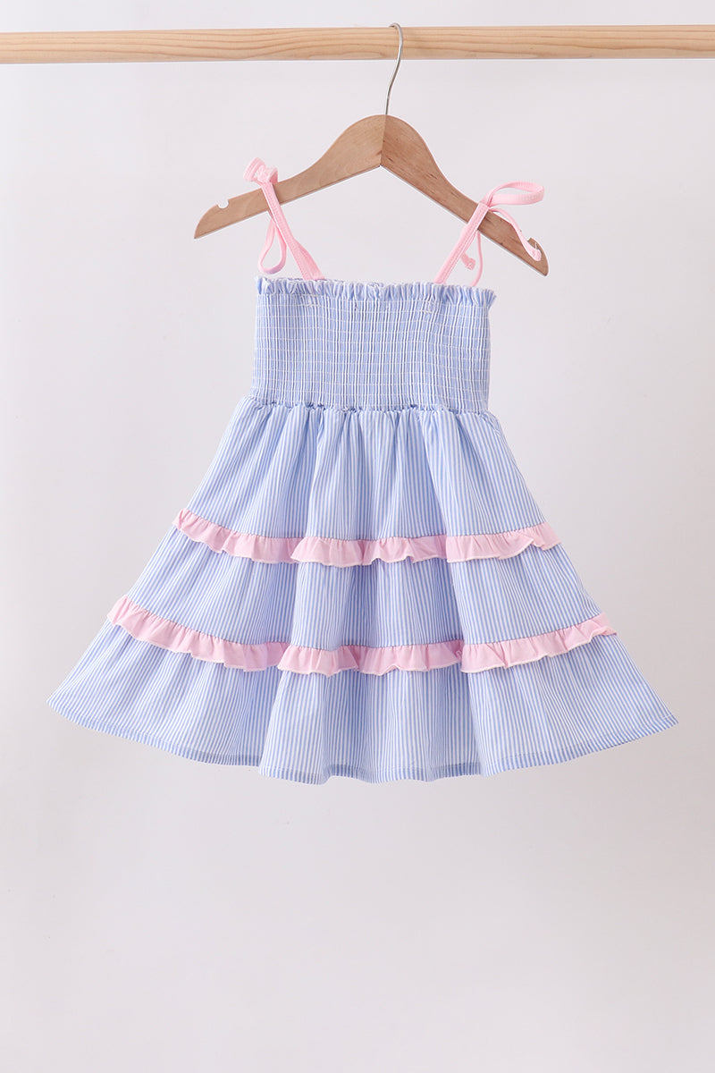 Blue Stripe Smocked Dress