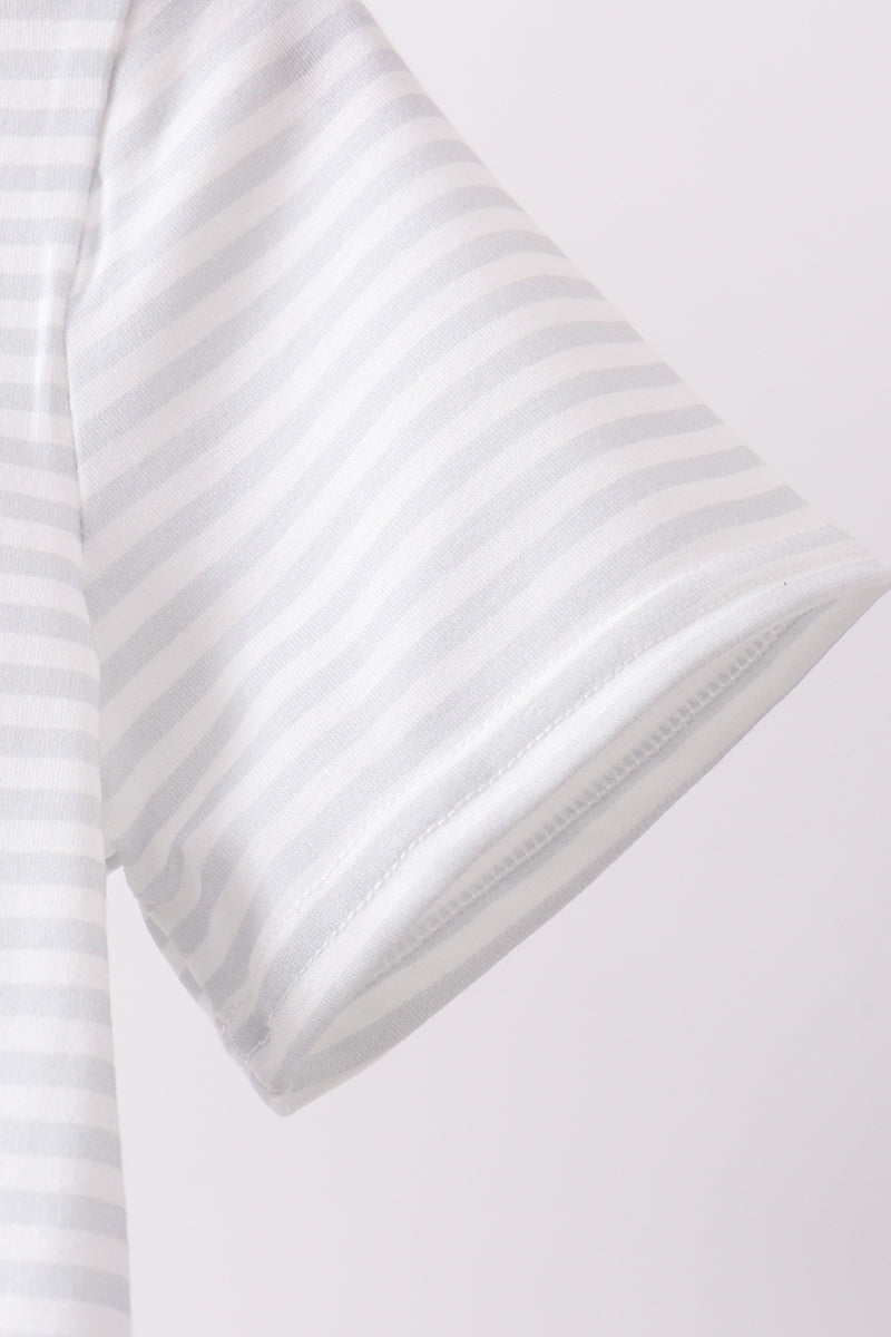 Navy bow applique stripe shorts set