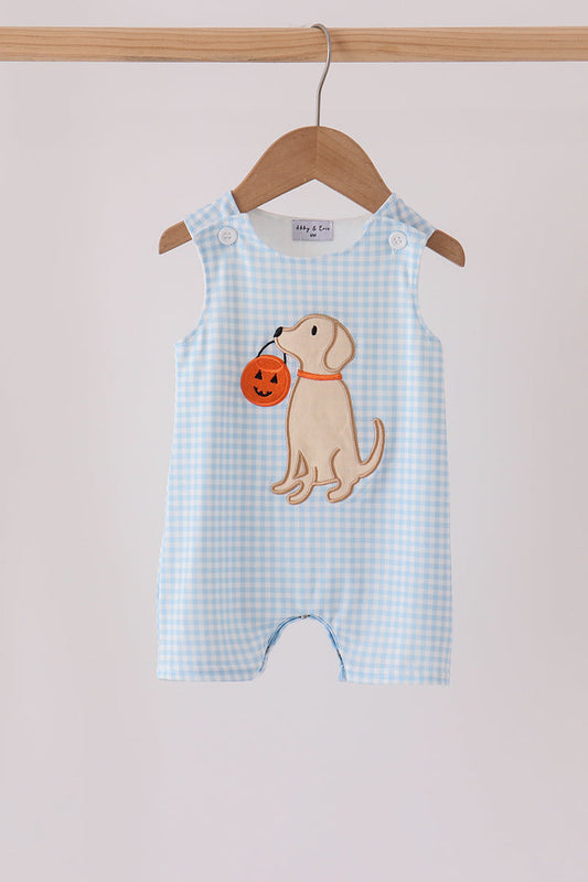 Blue Puppy Pumpkin Applique Jon Jon