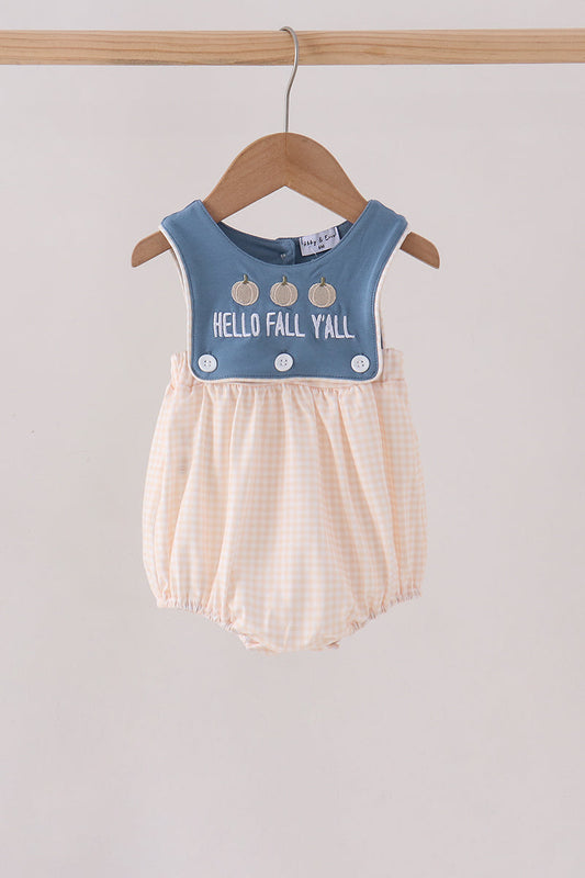 Blue Hallo Fall Y'ALL Pumpkin Bubble
