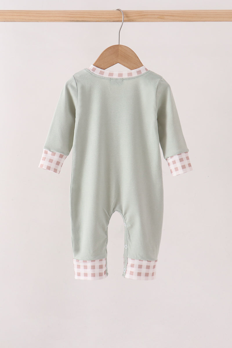 Sage hunting embroidery romper