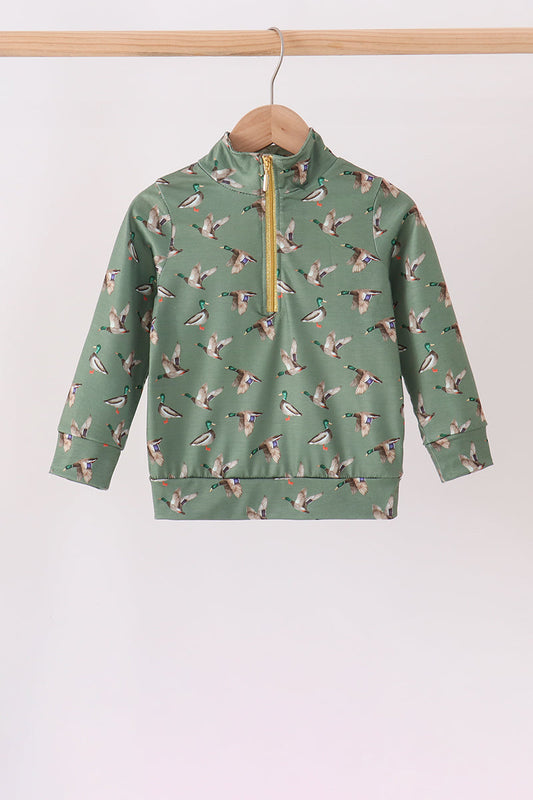 Green mallard zip pullover