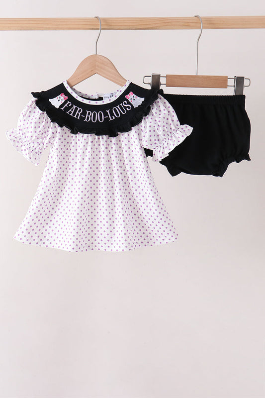 Black Ghost Embroidery Bloomer Set