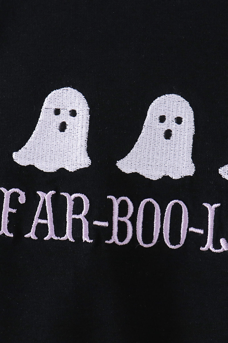 Black Ghost Embroidery Romper