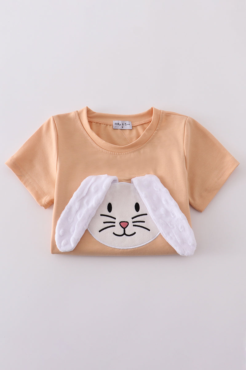 Orange floral bunny applique set