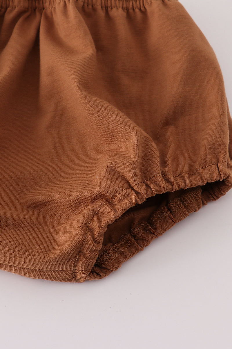 Brown plaid bloomer set