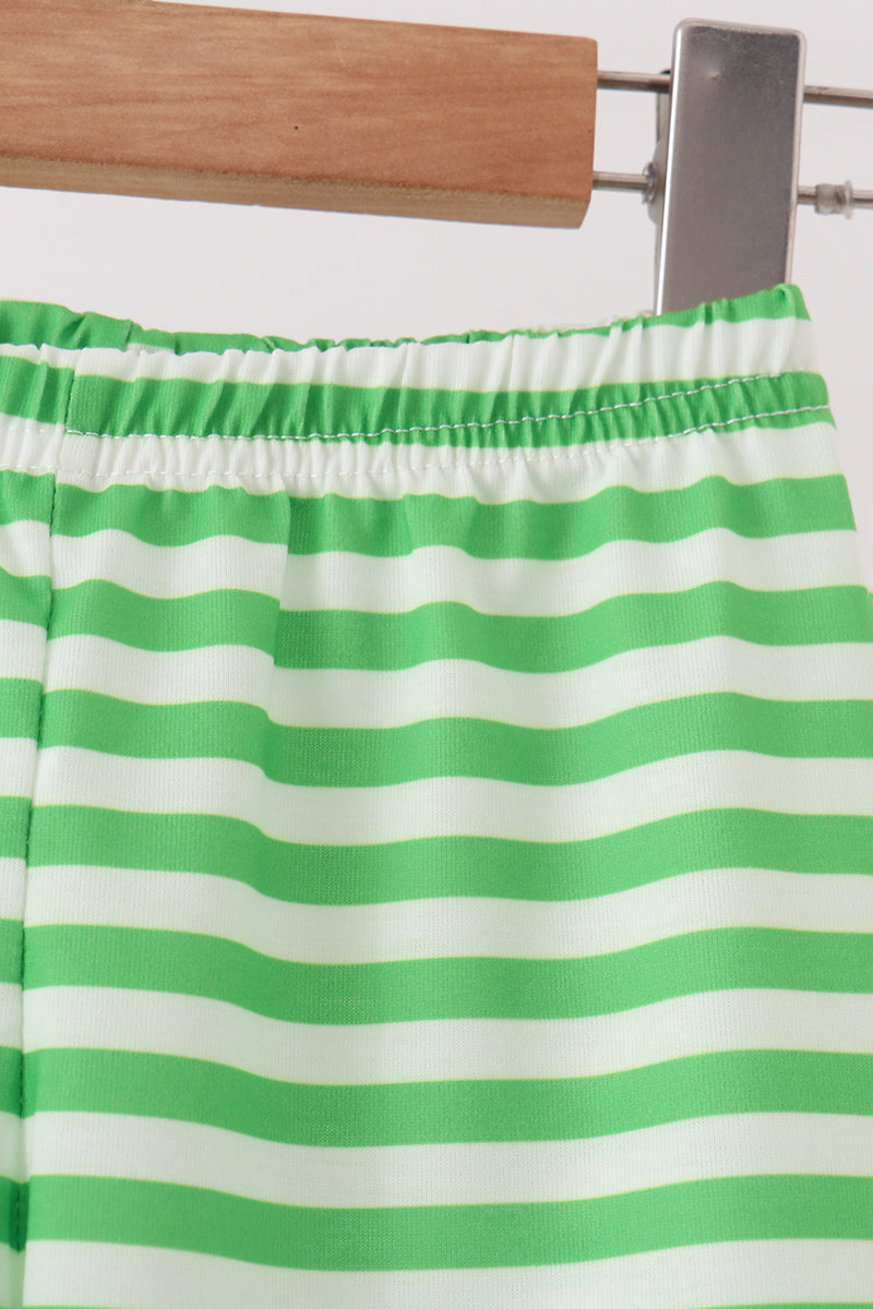 Green stripe grinch embroidery pajama set