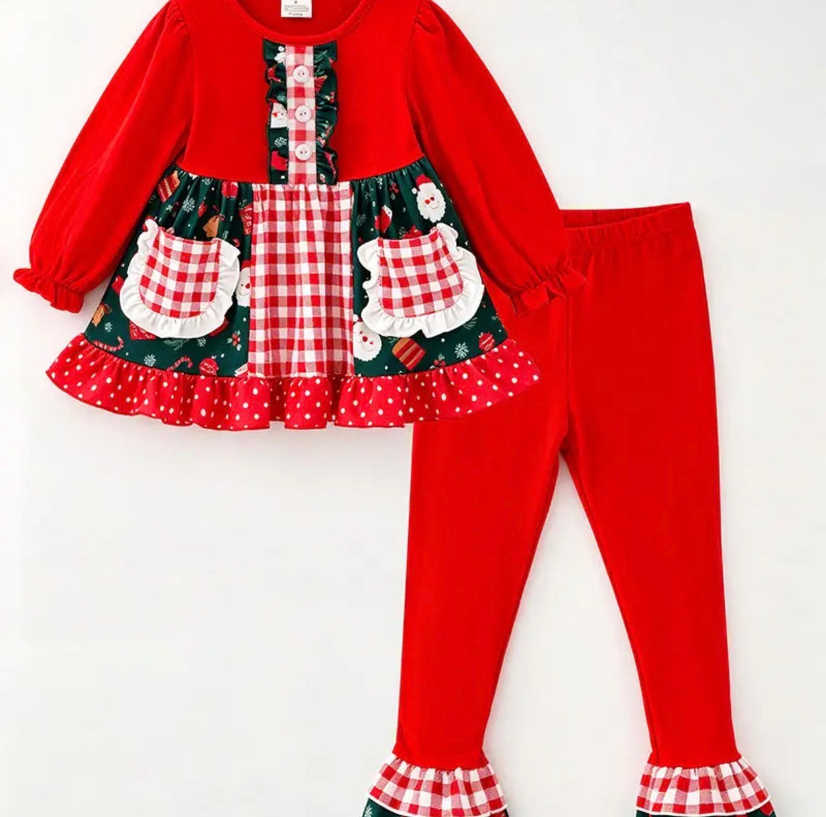 Santa Gingham Tunic Pant Set