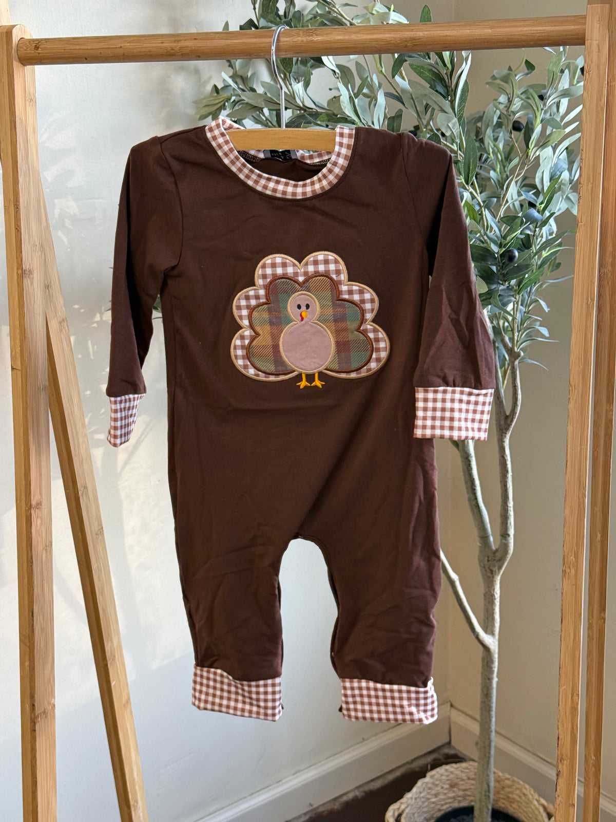 Brown Turkey Appliqué Romper
