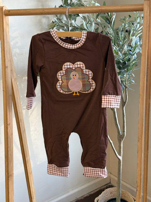 Brown Turkey Appliqué Romper