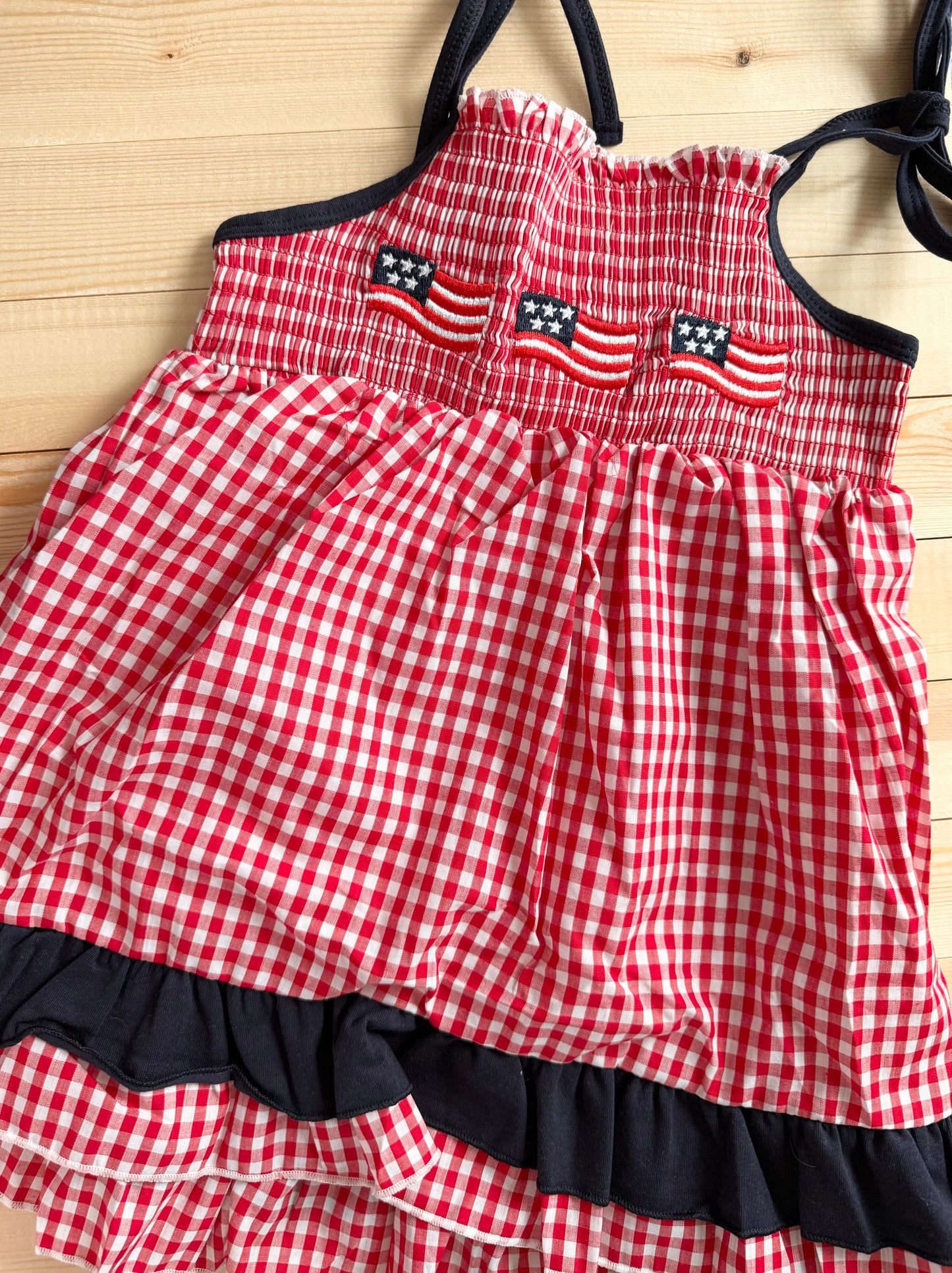 Smocked Flag Tie Dress