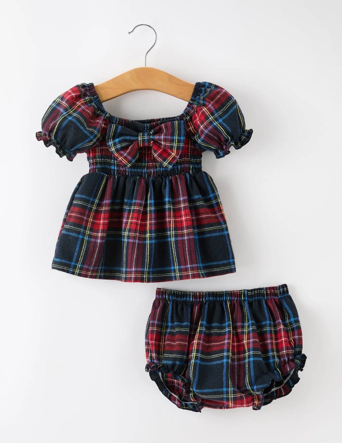 Girl’s Plaid Bloomer Christmas Set