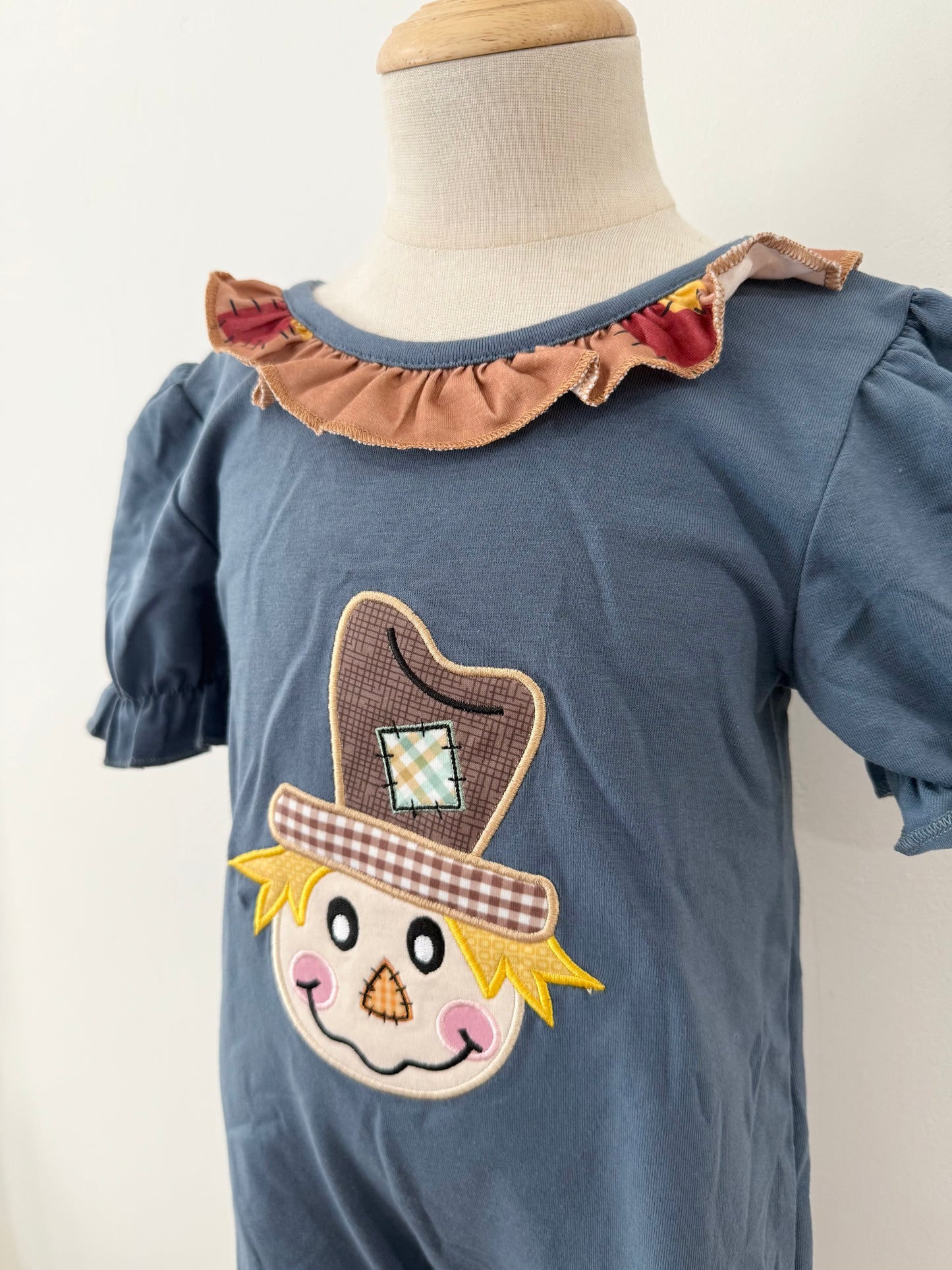 Scarecrow Appliqué Girl Romper