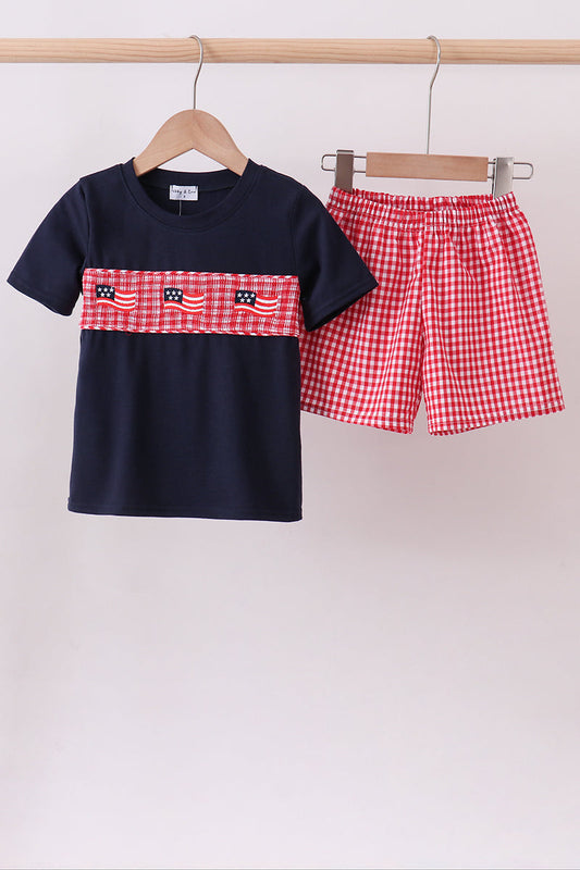 Smocked Flag Shorts Set