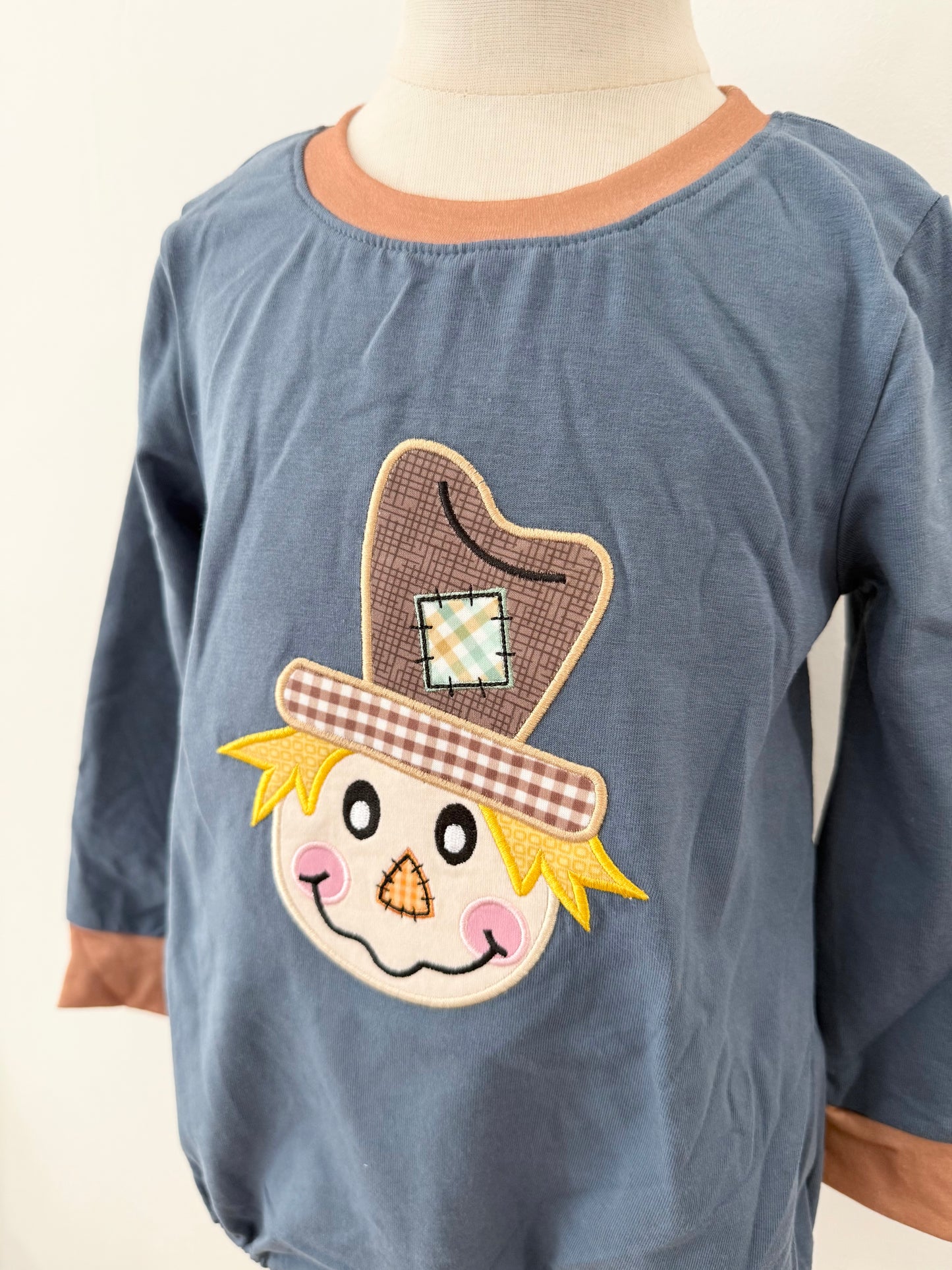 Scarecrow Appliqué Boy Romper