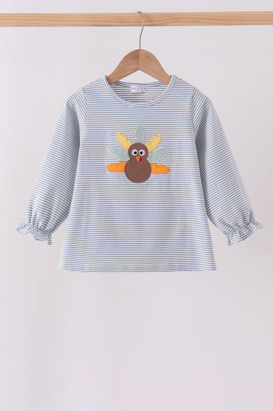 Striped Turkey Embroidered Top