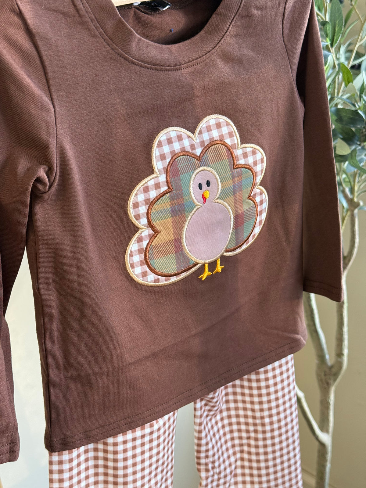 Brown Turkey Gingham Pant Set