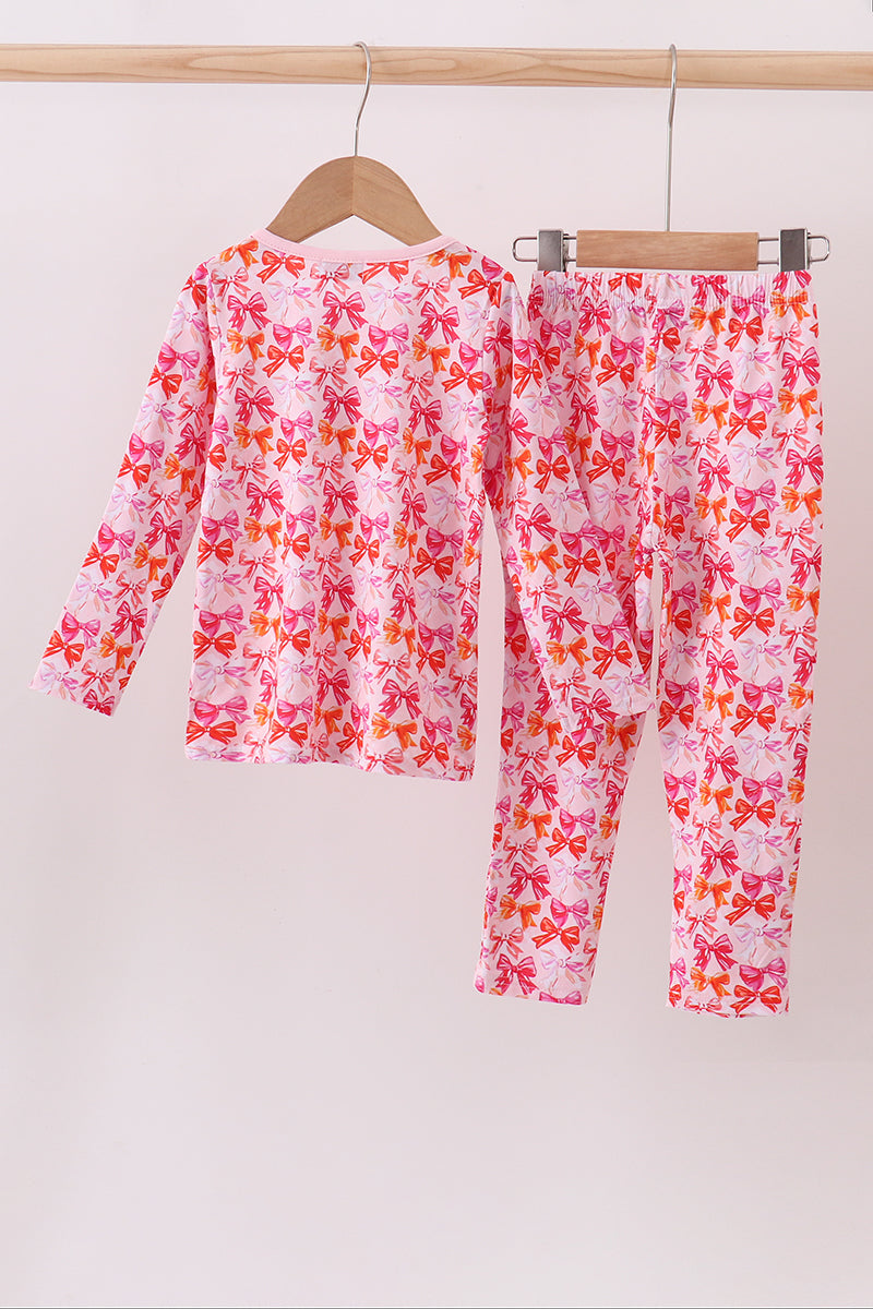 Premium berry blossom bows bamboo pants set