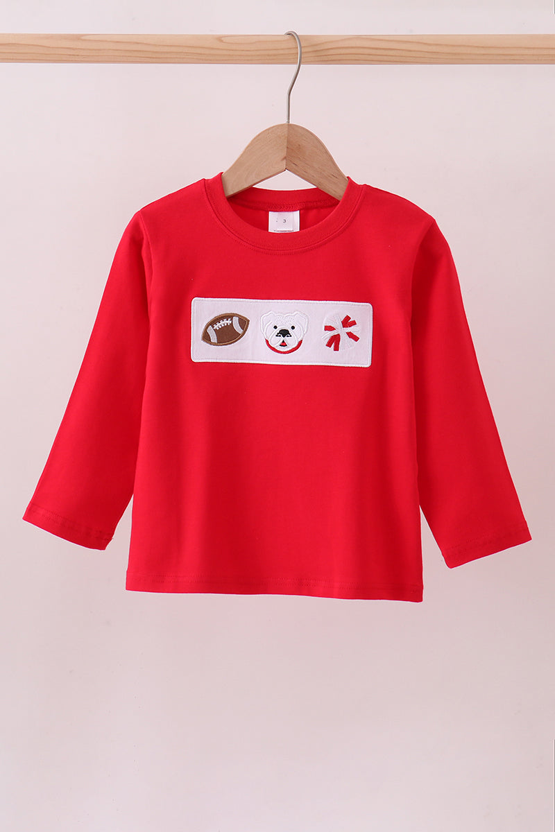 Premium Red Georgia bulldog embroidery top