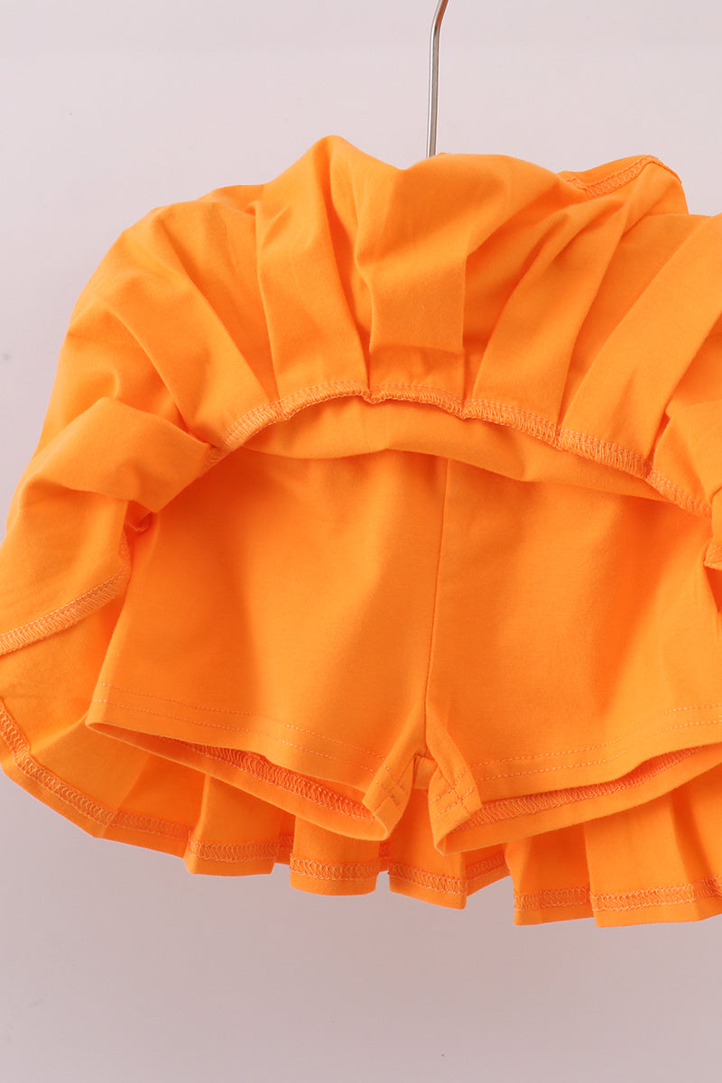 Premium Orange Tennessee stripe football embroidery skorts set