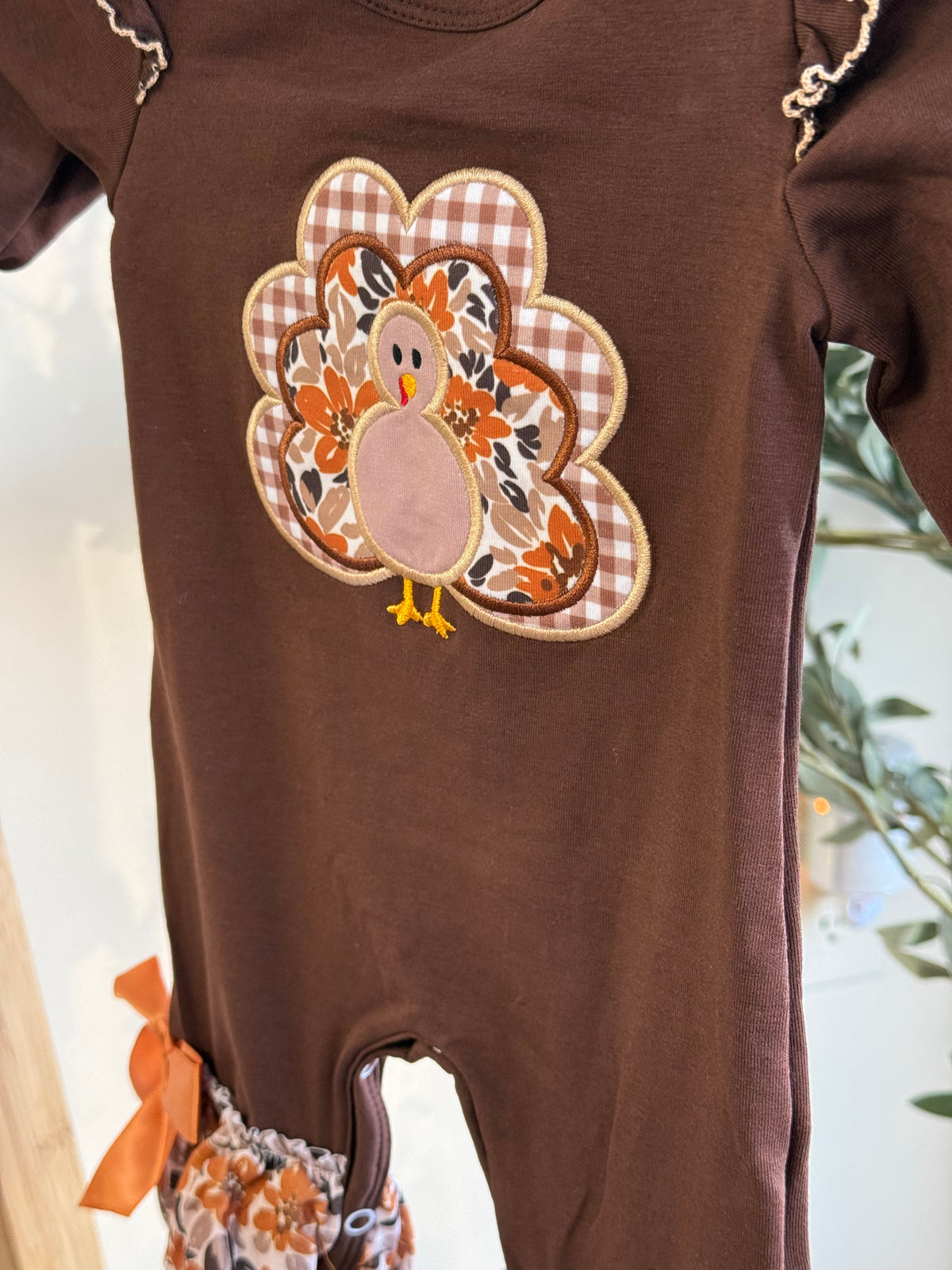 Brown Turkey Ruffle Romper