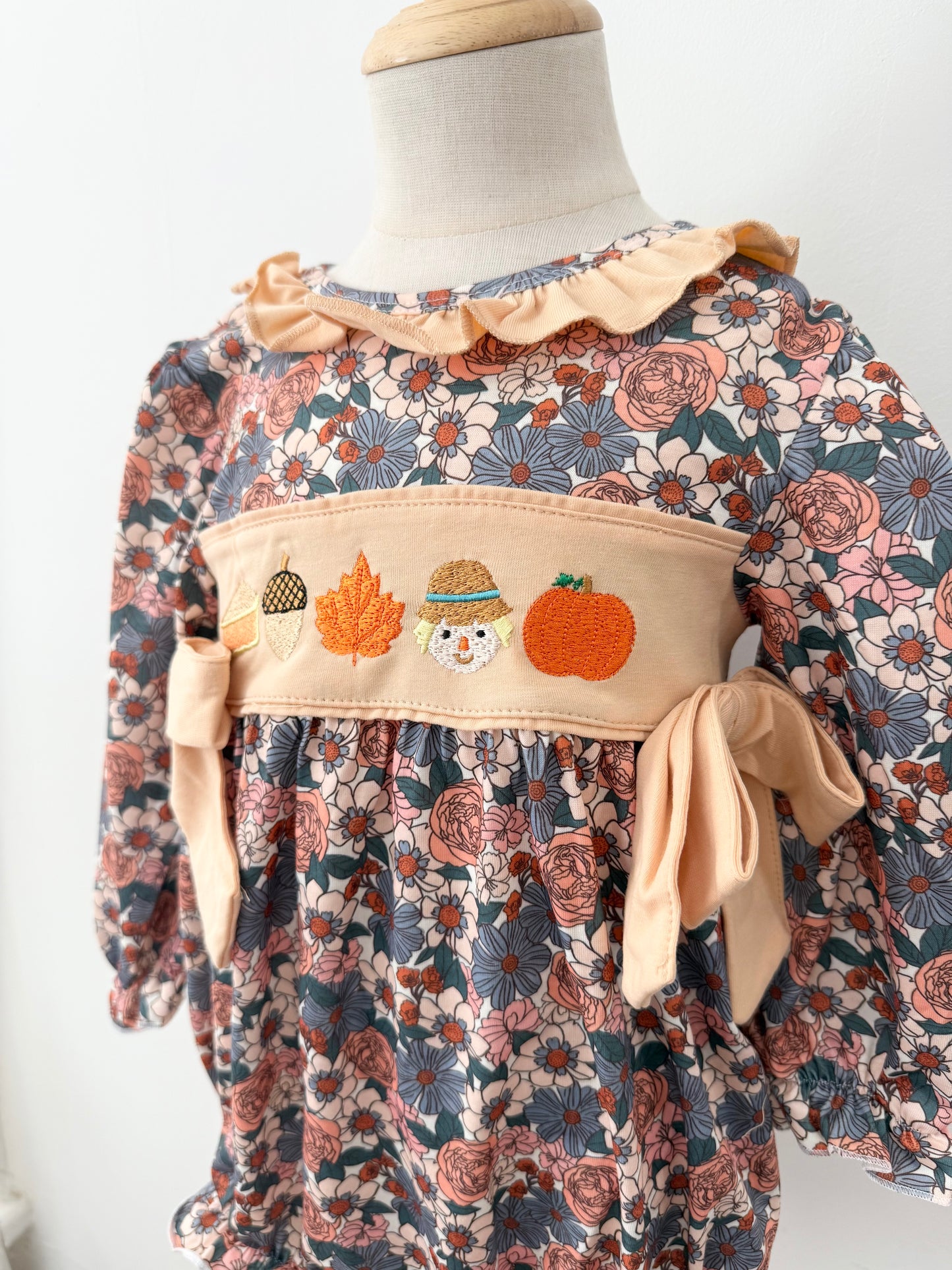 Fall Embroidered Girl Bubble