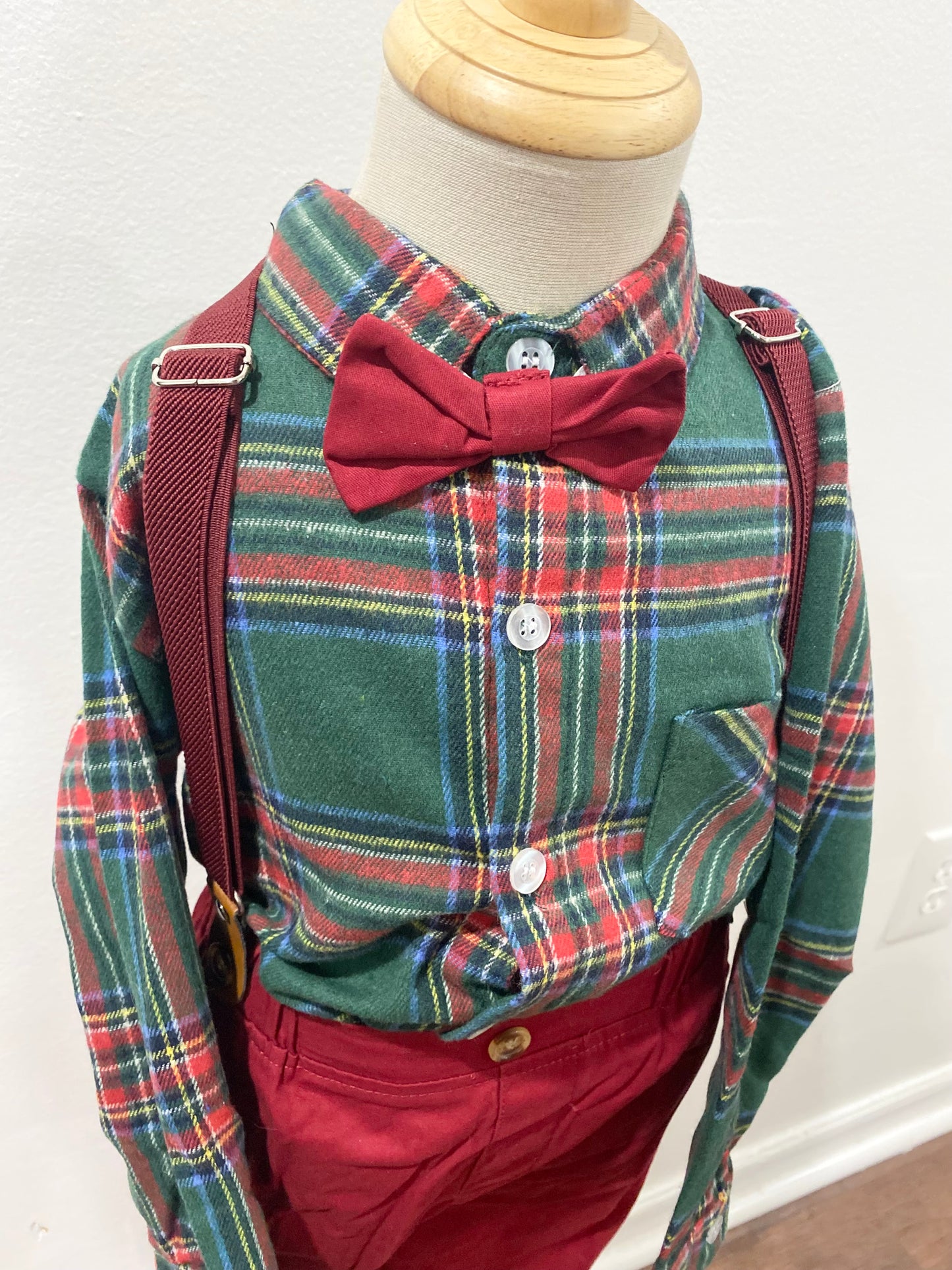 Boy’s Plaid Overall Set