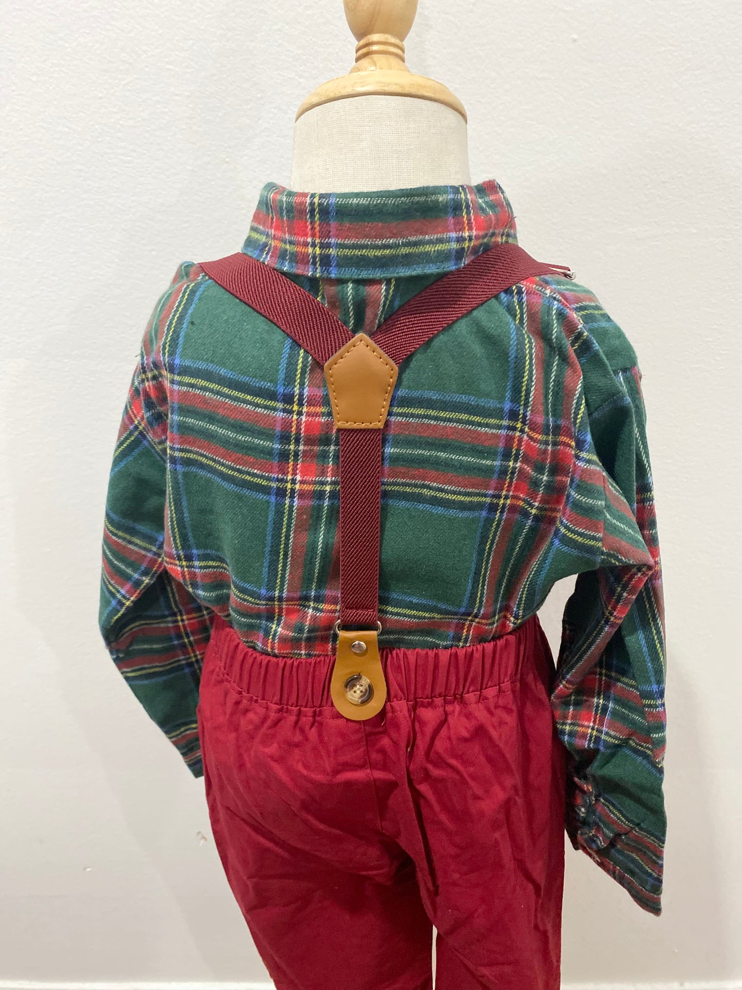 Boy’s Plaid Overall Set