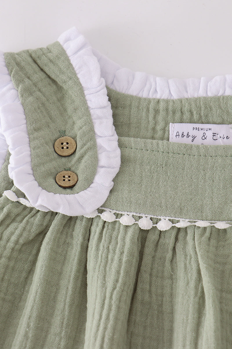 Premium sage ruffle pants set