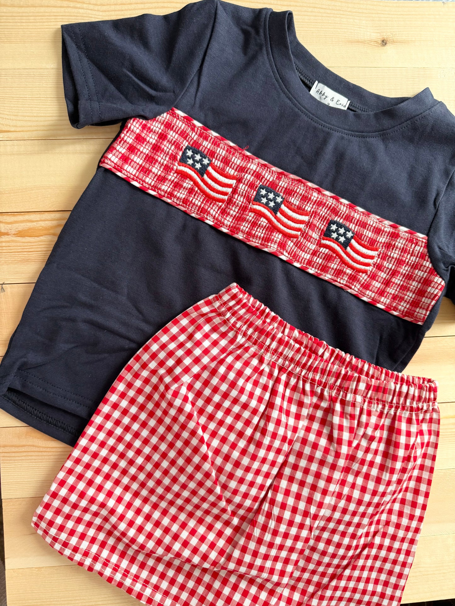 Smocked Flag Shorts Set