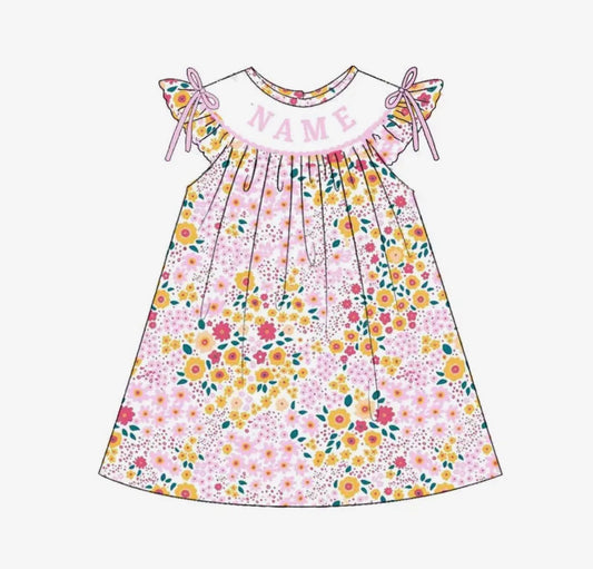 Custom Name Pink Floral Dress