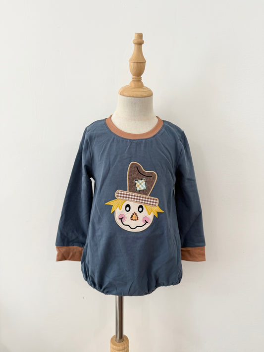Scarecrow Appliqué Boy Romper