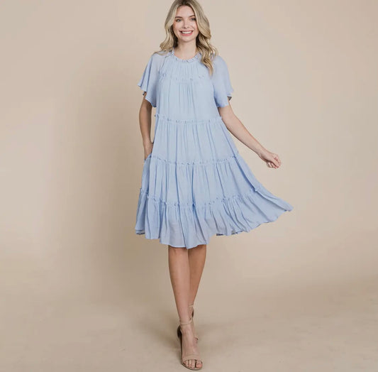 Tiered Babydoll Dress with Pockets